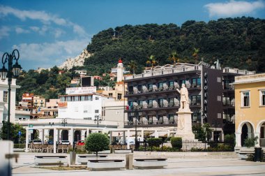 Zakynthos, eski Zakynthos şehrinin ana meydanı. Zakynthos adası..