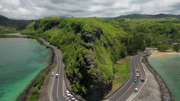 Mauritius Blick Auf Das Kap Mit Dem Denkmal Für Kapitän — Stockvideo