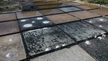 Tamarin tuz üretimi deniz tuzu, Mauritius 'un üst görüntüsü