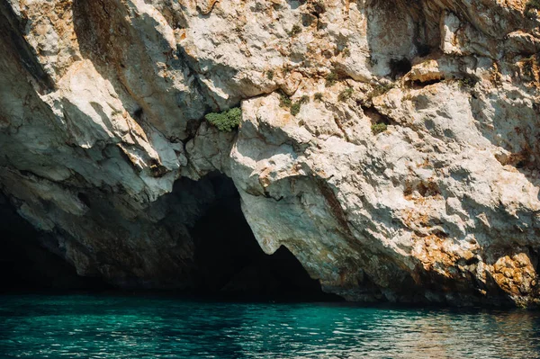 Volto Poseidone Vicino Alla Spiaggia Porto Vromi Isola Zante Grecia — Foto Stock