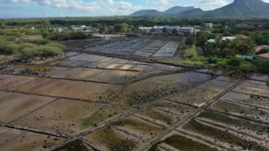 Tamarin tuz üretimi deniz tuzu, Mauritius 'un üst görüntüsü