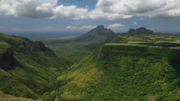 Z góry na dół widok z lotu ptaka wąwóz-Mauritius w pobliżu rzeki wąwóz Park Narodowy — Wideo stockowe