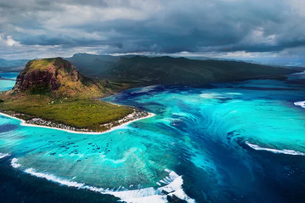 Fågelperspektiv Morne Brabant Unesco Världsarvsplats Korallrev Mauritius Storm Cloud — Stockfoto