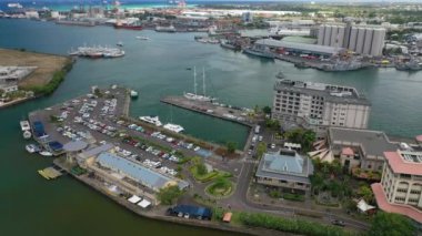 Şehir merkezi Port Louis Mauritius 'un hava görüntüsü
