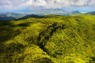Mauritius adasının kuş bakışı manzarası. Mauritius 'un manzarası.
