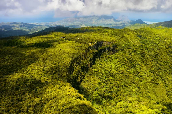 Widok Lotu Ptaka Góry Pola Wyspy Mauritius Krajobrazy Mauritiusu — Zdjęcie stockowe