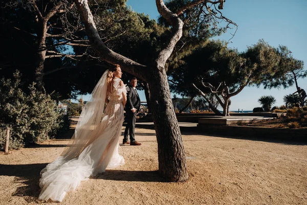Casamento Casal Riviera Wedding Francês Provence Bride Noivo França — Fotografia de Stock