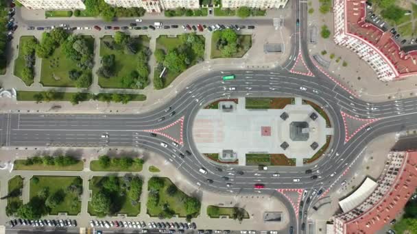 Top view of Victory square in Minsk.Birds-eye view of the city of Minsk and victory square.Belarus. — Stock Video