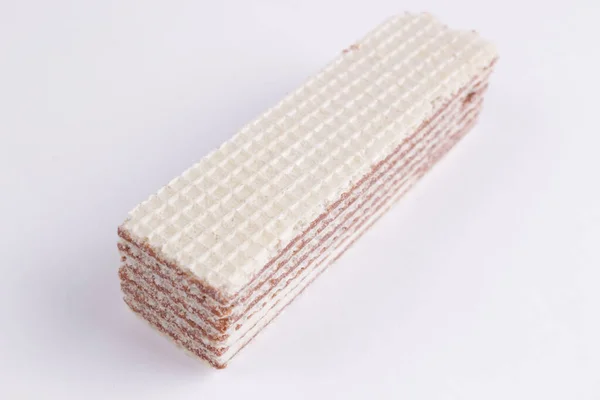 Beyaz arkaplanda izole edilmiş waffle 'ların üst görünümü, waffle' lar