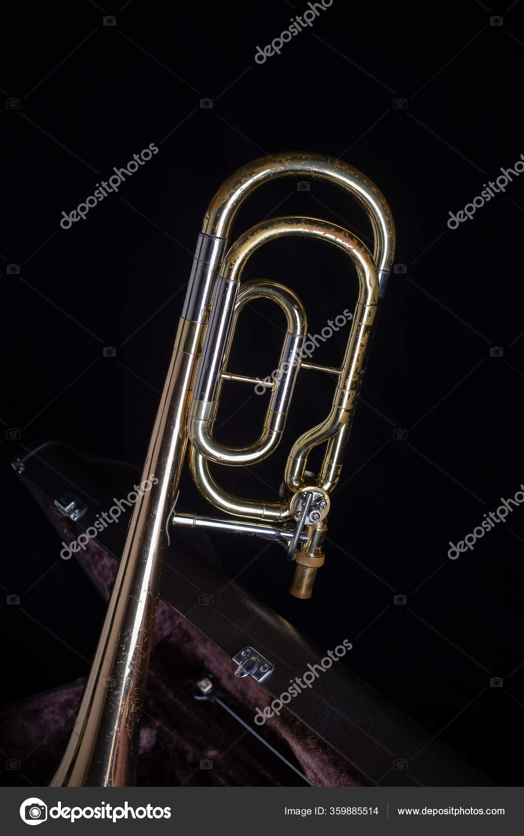 Yamaha Ybl 421G Bass Trophone Attachment Dark Velvet Lined Hard.