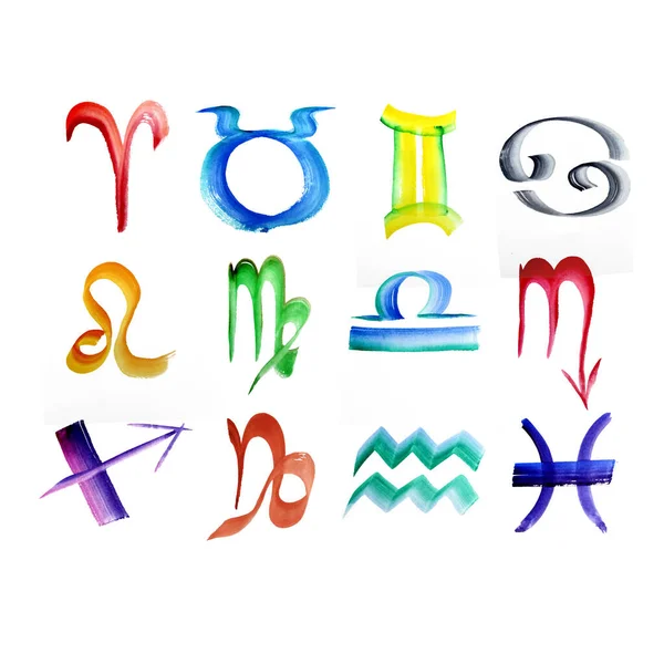 Set Zodiac Signs Every Sign Has Relevant Color — Stock Photo, Image