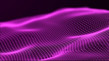 Noktaları ve çizgileri olan gelecekçi bir dalga. Büyük veri. Dinamik dalga arka planı. Teknoloji arka planı. 3d oluşturma