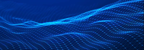 Futuristic Wave Points Lines Big Data Dynamic Wave Background Technology — Stock Photo, Image