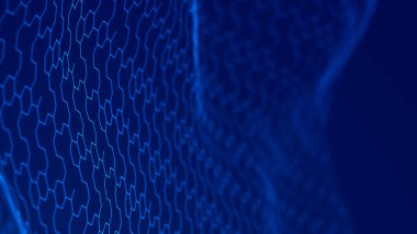 Noktalı ve çizgili soyut alan. Ağ yapısı. Tasarımın için arka plan konsepti. 3d