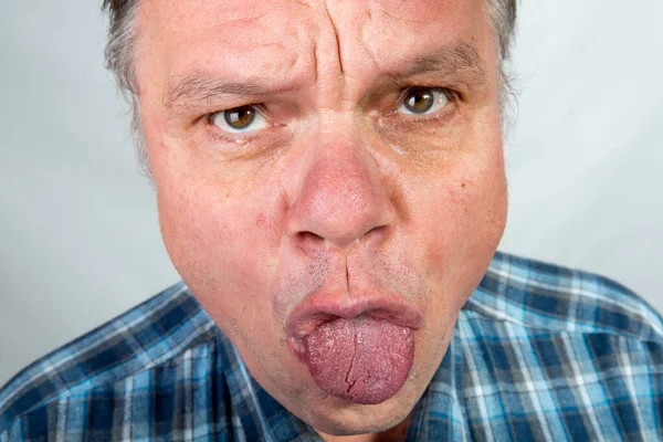 Emotions Middle Aged Man Satire Humor Pandemic — Stock Photo, Image