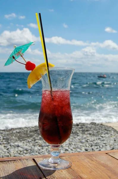 Red Wine Chilled Cocktail Sea — Stock Photo, Image