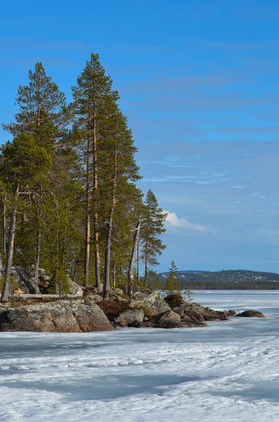 Φινλανδία Χειμερινό Τοπίο Στο Βορρά Ποταμός — Φωτογραφία Αρχείου