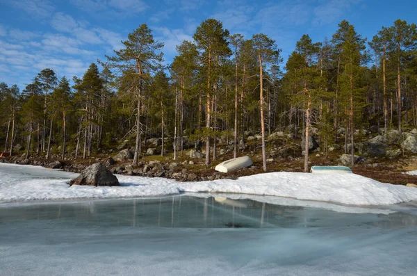 Finlândia Paisagem Inverno Norte Banco Fluvial — Fotografia de Stock