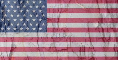 Kabuk dokusunda Amerikan bayrağı. ABD resmi bayramlarında tebrik kartları için arka plan. Anma Günü. Bağımsızlık Günü. Anma ve Uzlaşma Günü 'nde. Amerikan Bayrak Günü.