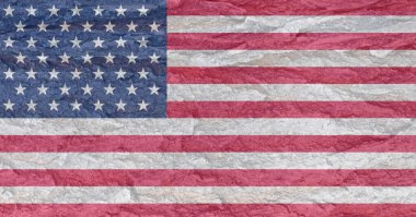 Kabuk dokusunda Amerikan bayrağı. ABD resmi bayramlarında tebrik kartları için arka plan. Anma Günü. Bağımsızlık Günü. Anma ve Uzlaşma Günü 'nde. Amerikan Bayrak Günü.