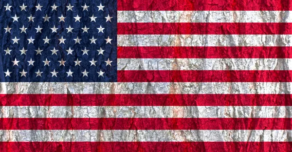 Usa Flagge Auf Rinde Textur Hintergrund Hintergrund Für Grußkarten Feiertagen — Stockfoto