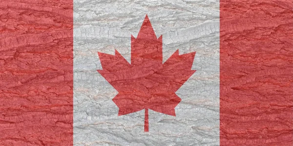 Canada flag on bark texture background. Background for greeting cards for public holidays in Canada. Day of Remembrance and Reconciliation. Labor Day. Victoria Day World Refugee Day.