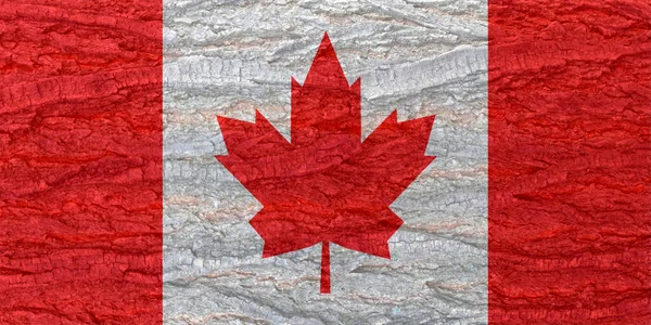 Canada flag on bark texture background. Background for greeting cards for public holidays in Canada. Day of Remembrance and Reconciliation. Labor Day. Victoria Day World Refugee Day.