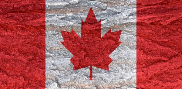 Kanada Flagge Auf Rinde Textur Hintergrund Hintergrund Für Grußkarten Feiertagen — Stockfoto