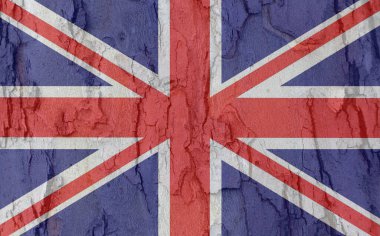 Ağaç kabuğu dokusunda İngiliz bayrağı. İngiltere 'de resmi tatillerde tebrik kartları için arka plan. Anma ve Uzlaşma Günü 'nde. Mayıs tatili. Bahar tatili. Kraliçe 'nin doğum günü.