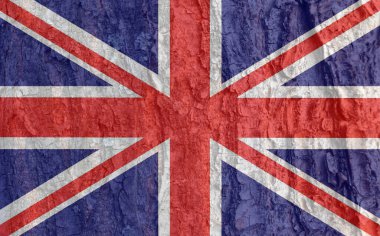 Ağaç kabuğu dokusunda İngiliz bayrağı. İngiltere 'de resmi tatillerde tebrik kartları için arka plan. Anma ve Uzlaşma Günü 'nde. Mayıs tatili. Bahar tatili. Kraliçe 'nin doğum günü.