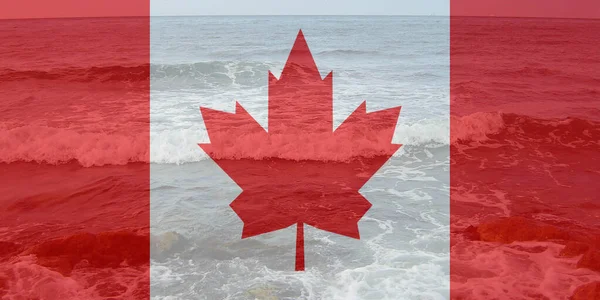 Bandeira Canadá Fundo Mar Antecedentes Para Cartões Felicitações Para Feriados — Fotografia de Stock