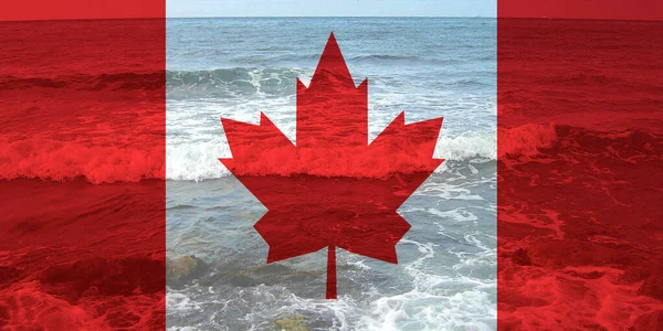 Bandeira Canadá Fundo Mar Antecedentes Para Cartões Felicitações Para Feriados — Fotografia de Stock