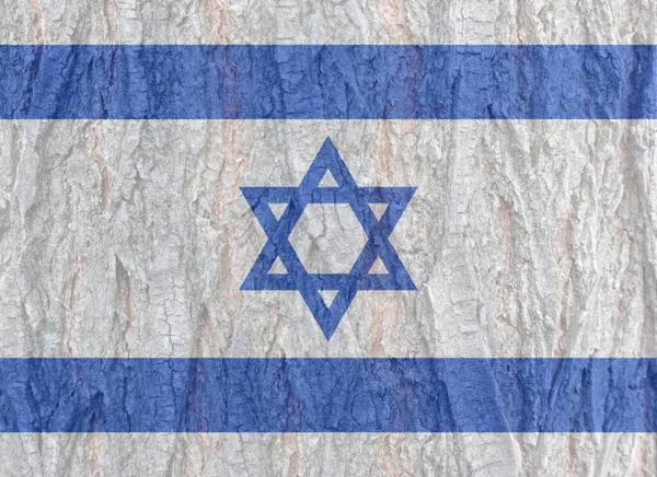 이스라엘은 나무껍질의 질감에 깃발을 그린다 이스라엘 공휴일을 인사를 기념식 기념일 — 스톡 사진