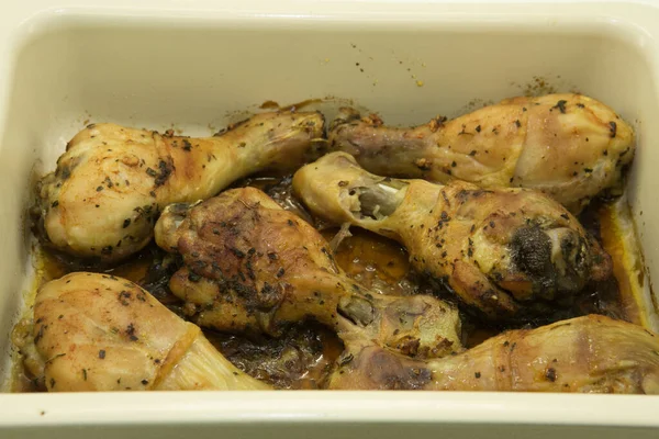 Middag Bakade Kycklingtrumpinnar Med Kryddor Sojasås — Stockfoto
