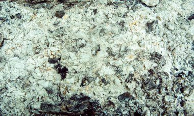 Şenlik ateşinden sonra kül ve kömürün dokusu ve arkaplanı. Güzel doğal desenli bir yüzey. Bilgisayar masaüstü duvar kağıdı.