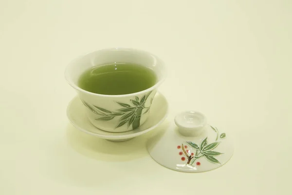 Chá Japonês Chá Matcha Chá Verde Uma Bela Xícara Oriental — Fotografia de Stock