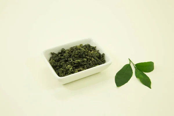 Chinese Green Tea Tea Normalize Pressure Lemon Leaf Isolated White — Stock Photo, Image