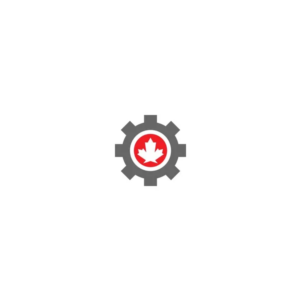 Combination Gear Maple Leaf Logo Icon Illustation — Stock Vector
