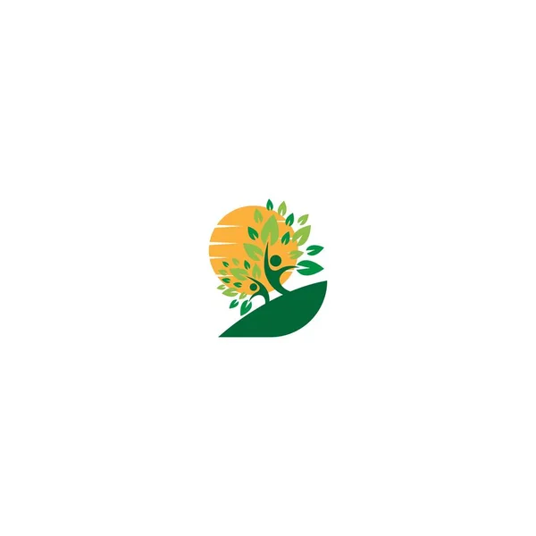 Leaf Logo Icon Illustration Community Vector Design Care — Stock Vector