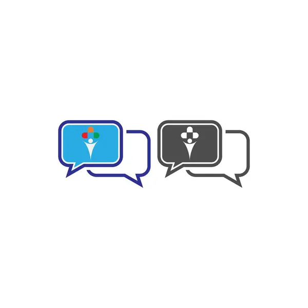 Baloncuk Sohbeti Sağlıklı Bakım Logosu Illüstrasyonu — Stok Vektör