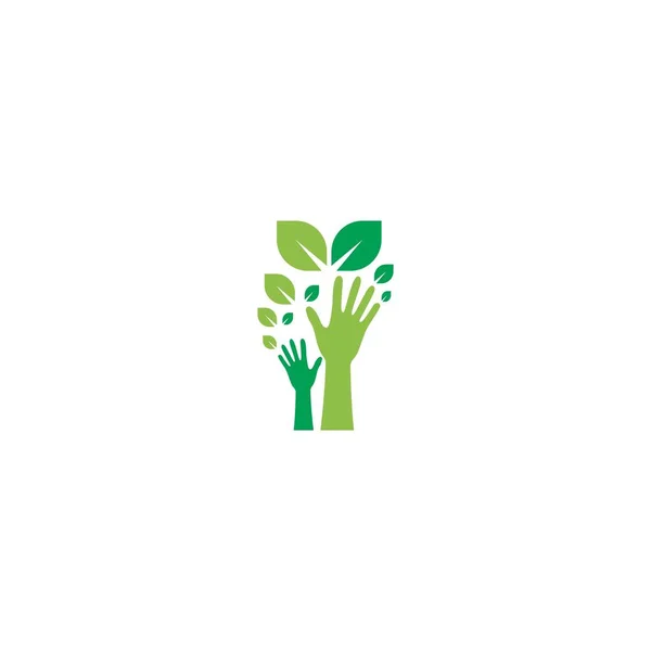 Hand Green Leaf Logo Icon Illustration — Stock Vector