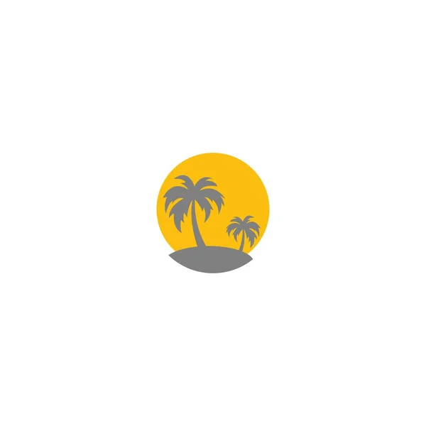 Plage Palmiers Illustration Concept Logo Vitamine — Image vectorielle