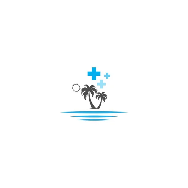 Medikal Palm Beach Logo Konsepti Çizimi — Stok Vektör