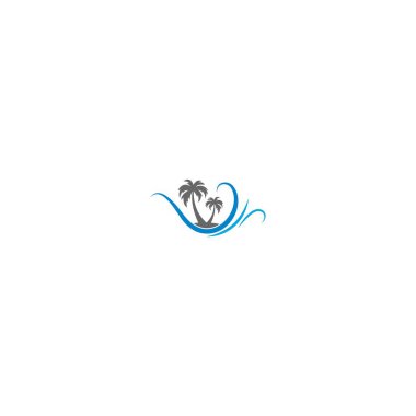 Ağaç palmiyesi dalga logo illüstrasyonu