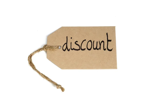 Tag with string and message, discount — Stock Photo, Image