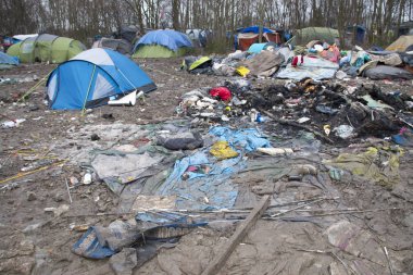 Dunkerque 'deki Grande-Synthe mülteci kampı.