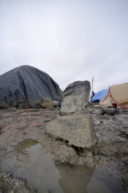 Dunkerque 'deki Grande-Synthe mülteci kampı.