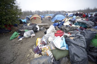 Dunkerque 'deki Grande-Synthe mülteci kampı.