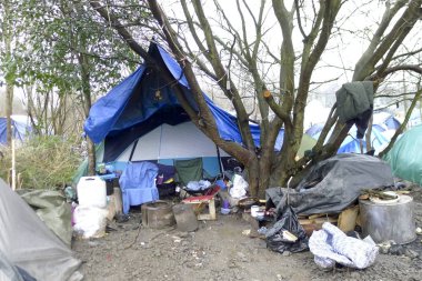 Dunkerque 'deki Grande-Synthe mülteci kampı.