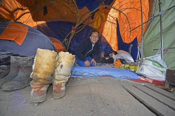 Campo de refugiados Grande-Synthe em Dunkerque — Fotografia de Stock